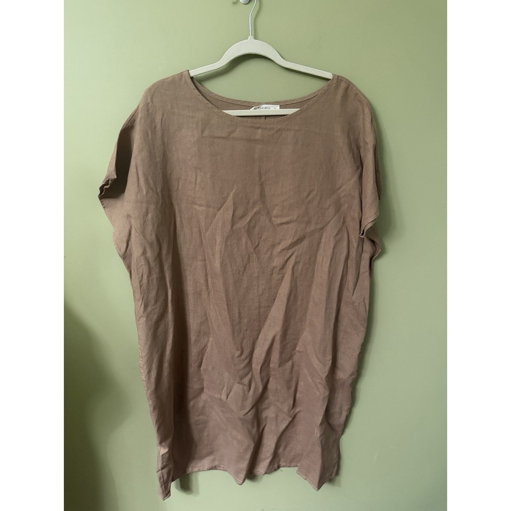 Filosofia 100% Linen Dress XS in Taupe Made In USA